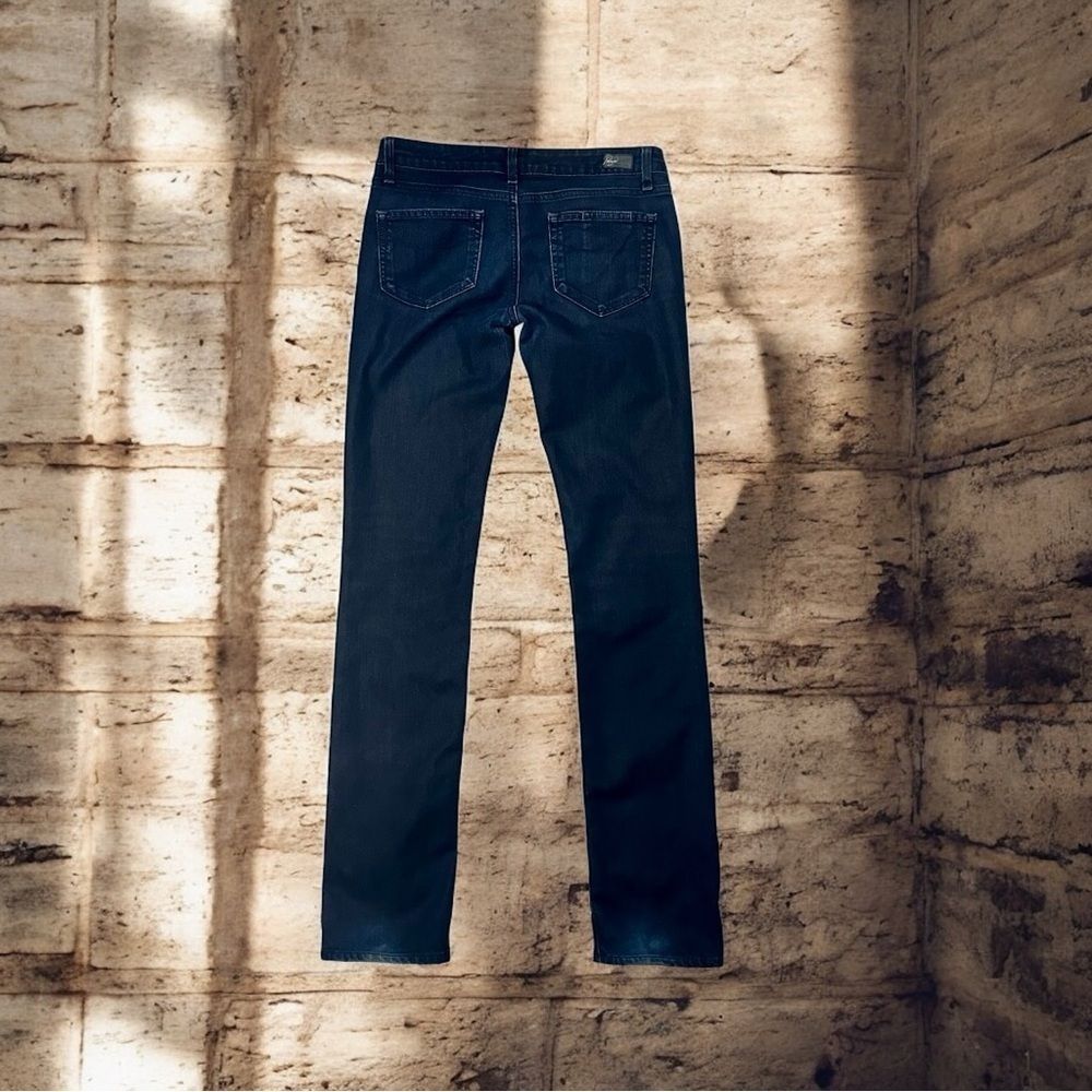 PAIGE Denim ‘Blue Heights’ Low-Rise Skinny Leg Jeans in Dark Wash Size 28 - Picture 6 of 13